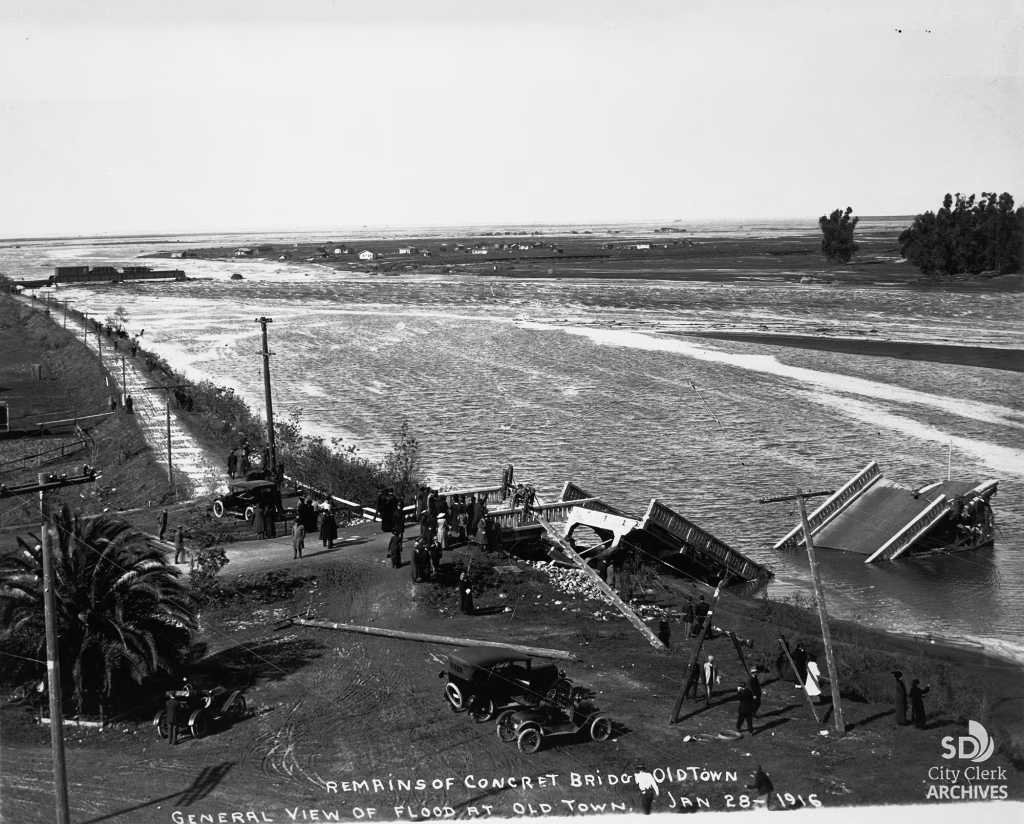 Remains of Concrete Bridge, Old Town San Diego, after the 1916 flood