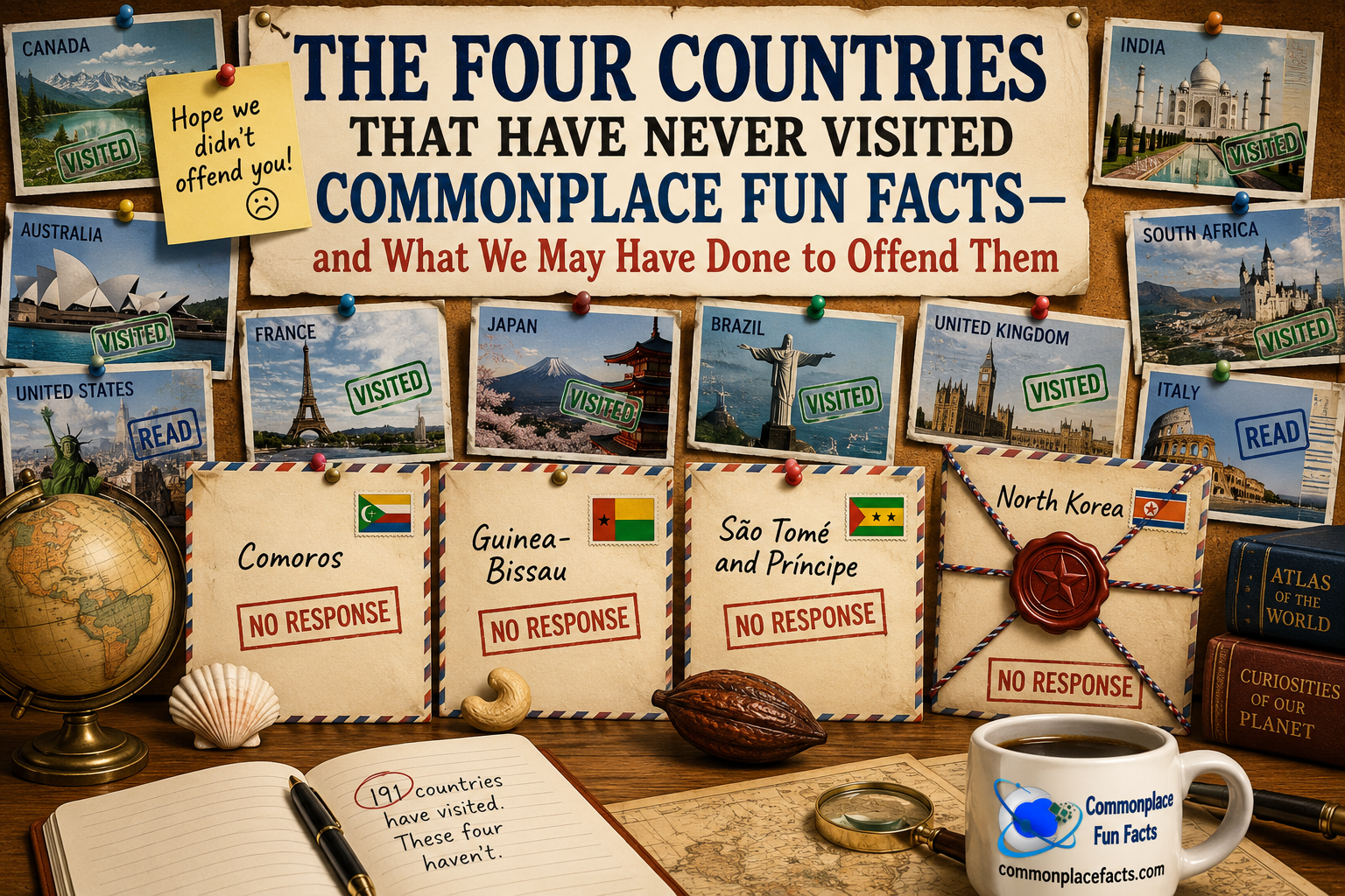 The Four Countries That Have Never Visited Commonplace Fun Facts—and What We May Have Done to Offend Them